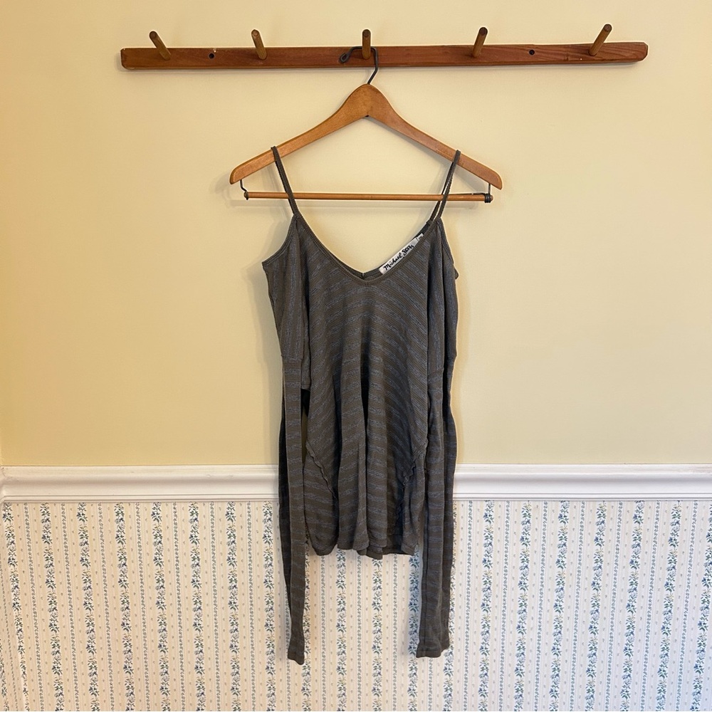 Michael Stars Striped Off The Shoulder Long Sleeve Top
